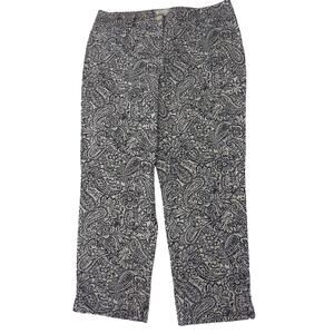 Talbots Petits Navy and Cream Floral Paisley Capri Pants Stretch womens sz 10P